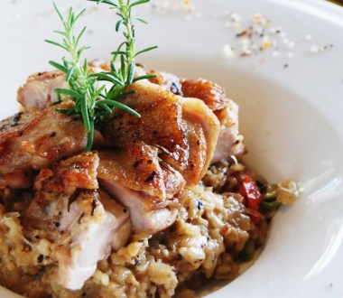Grilled Chicken with Rosemary and Truffle Risotto